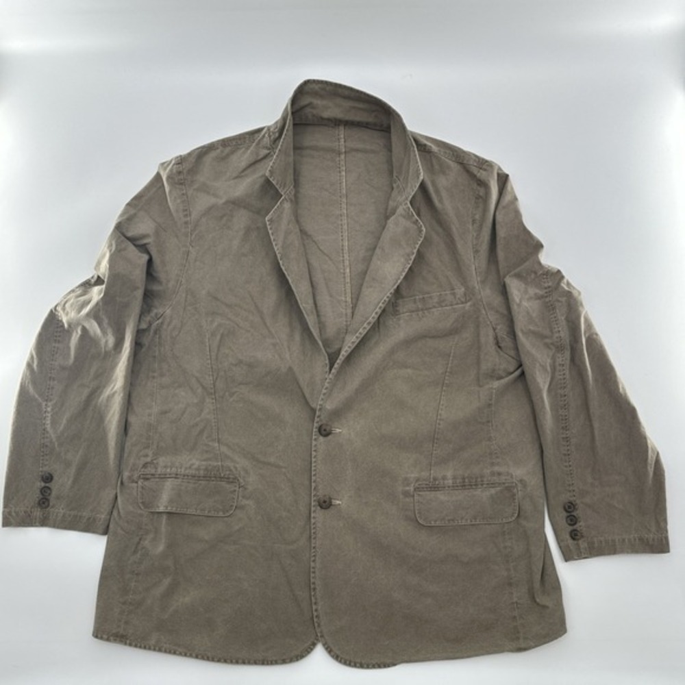 Vintage LL Bean Mens Dark Khaki Cotton Twill Blazer Jacket Size 51 Safari Guide